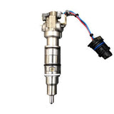 A set of fuel injectors with solenoids, spool valves, plunger springs, and poppet springs, attached to a cable.