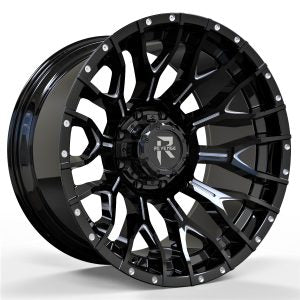 Revenge Offroad RV-201 22X12 Wheels 8x165.1 Bolt Pattern - Black & Milled Finish