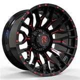 Revenge Offroad RV-201 22X12 Wheels 8x170 Bolt Pattern - Black & Red Milled Finish