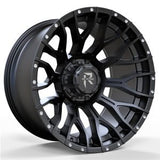 Revenge Offroad RV-201 22x12 Wheels 8x165.1 Bolt Pattern - Satin Black & Milled Dots