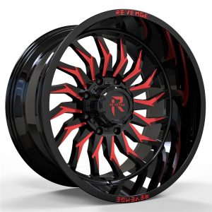 Revenge Offroad RV-204 20X12 Wheels 8x165.1 Bolt Pattern - Black & Red Milled Finish
