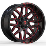 Revenge Offroad RV-206 20X12 Wheels 8x170 Bolt Pattern - Black & Red Milled Finish
