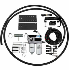 Automotive fuel system kit with components on a white background